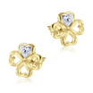 Leaf Clover Shaped CZ Silver Stud Earring STS-5150
